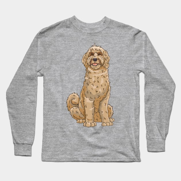 Labradoodle cartoon drawing Long Sleeve T-Shirt by The Christmas Lady